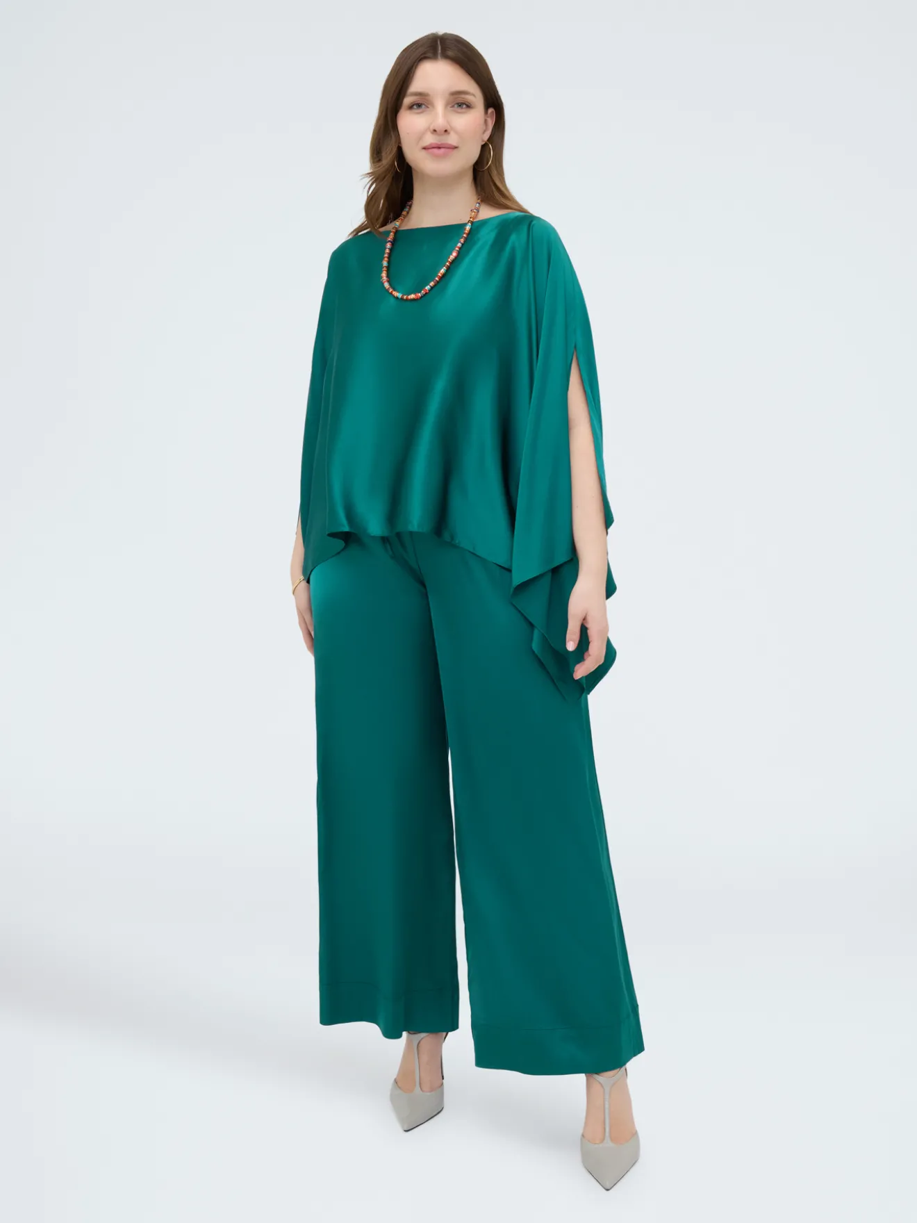 Pantaloni Wide Leg in raso di viscosa