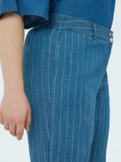 Pantaloni Wide Leg in tencel con gessatura in lurex