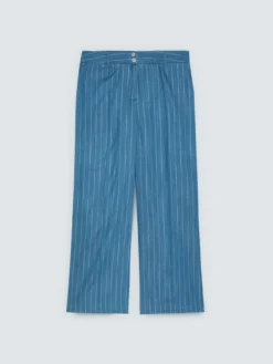 Pantaloni Wide Leg in tencel con gessatura in lurex