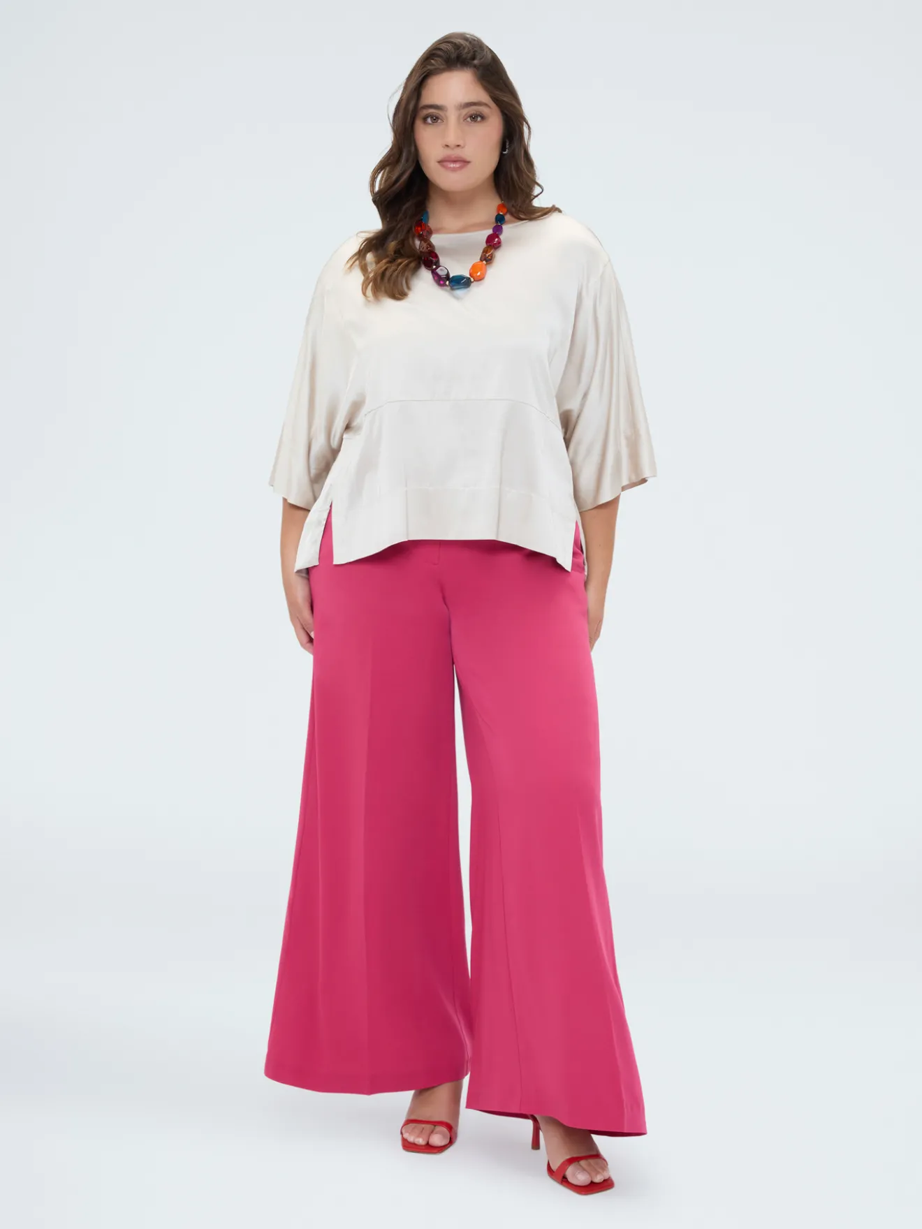 Pantaloni Wide Leg in tessuto fluido