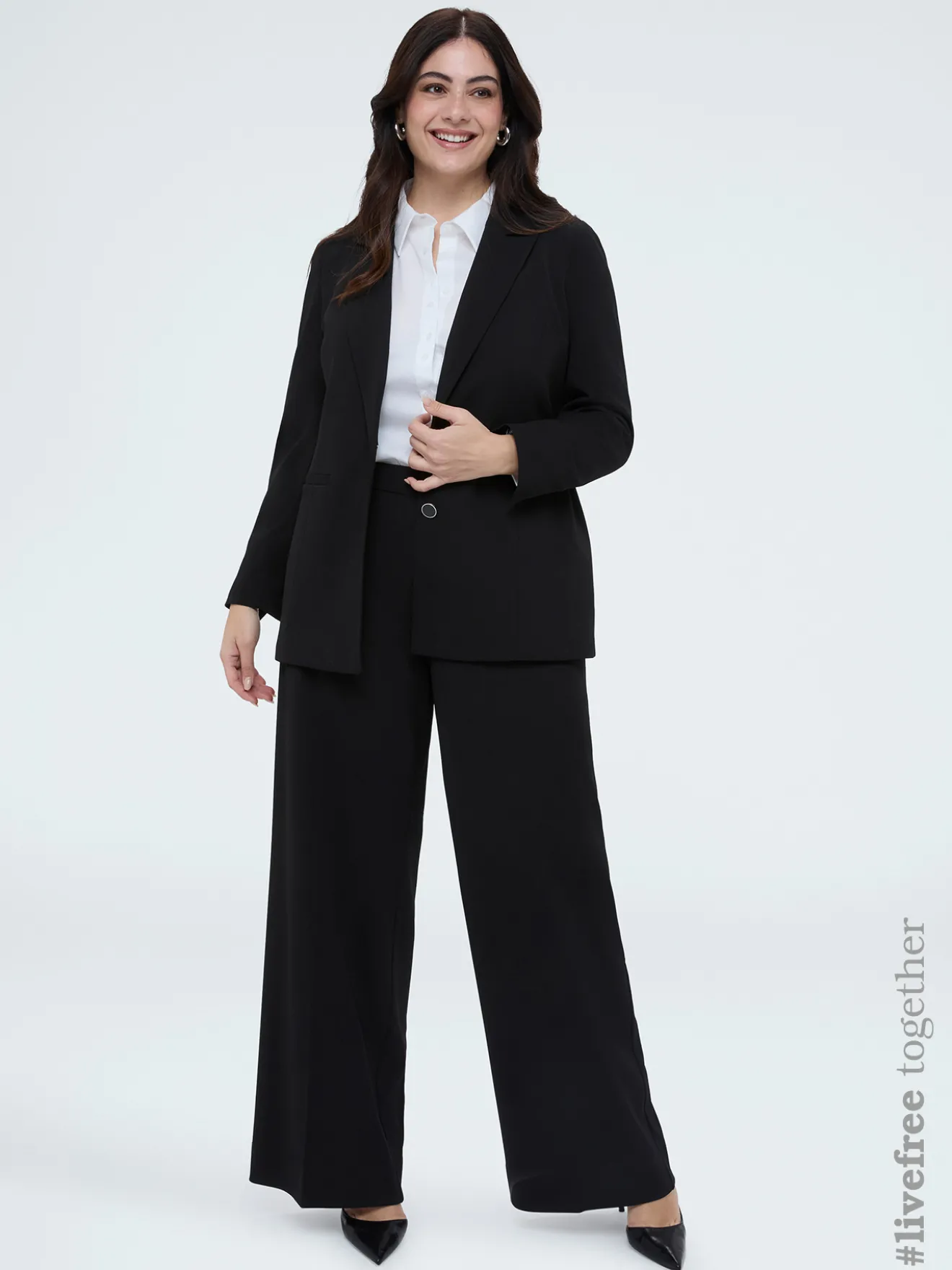 Pantaloni Wide Leg in tessuto stretch