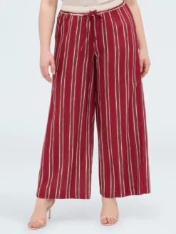 Pantaloni Wide Leg in viscosa a righe