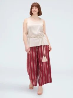 Pantaloni Wide Leg in viscosa a righe