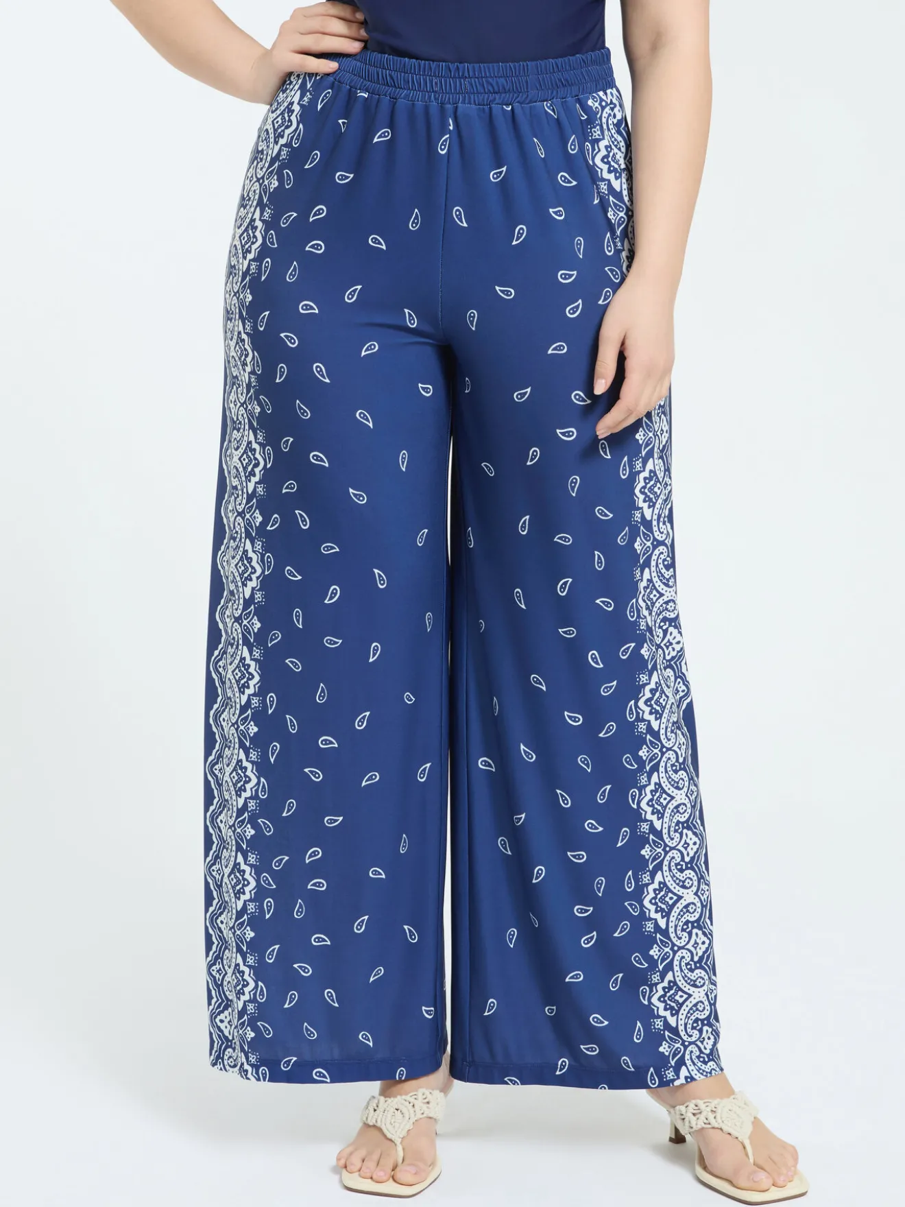 Pantaloni Wide Leg stampa bandana