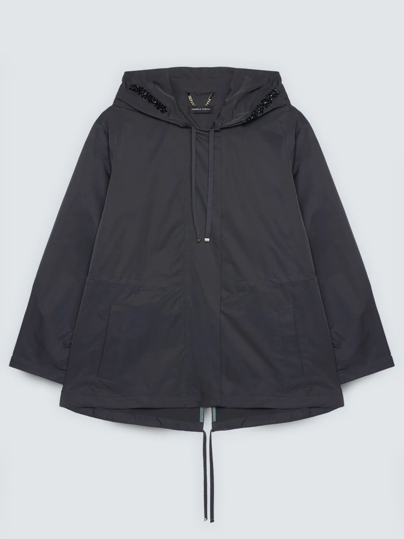 Parka con cappuccio e applicazioni