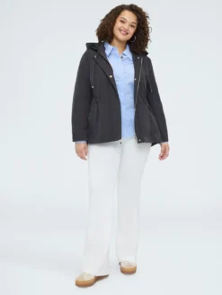 Parka con cappuccio e applicazioni