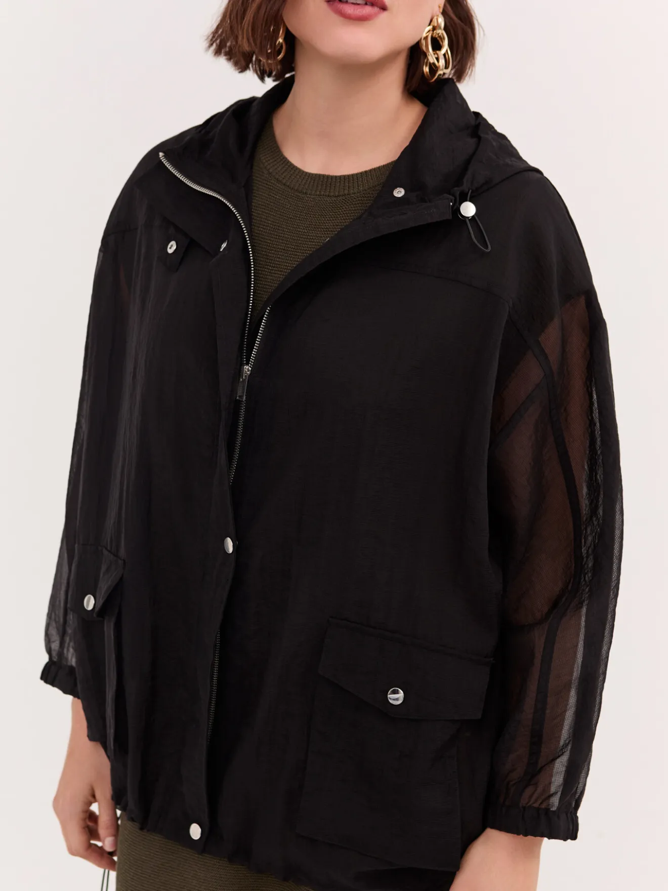 Parka in voile con cappuccio
