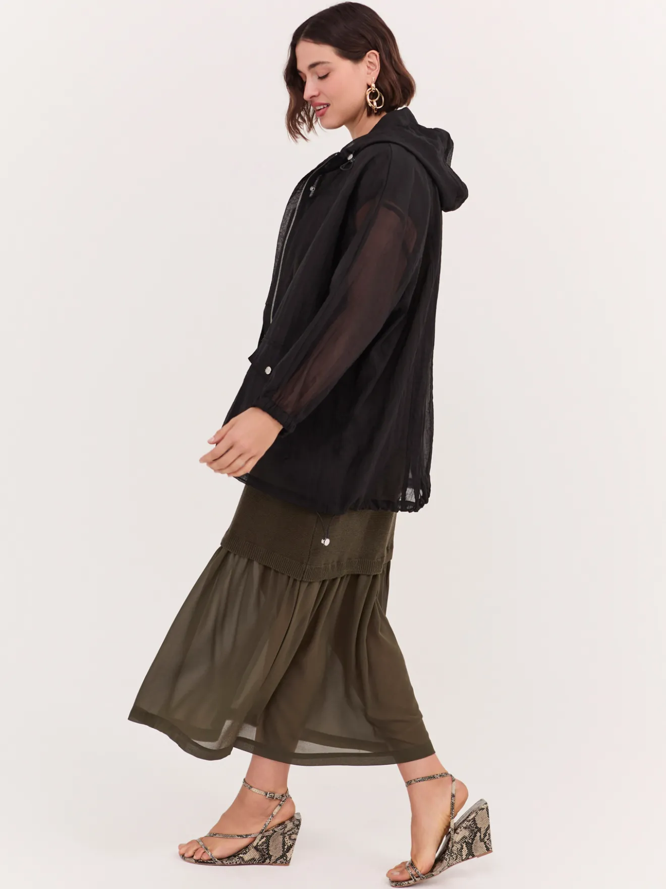 Parka in voile con cappuccio