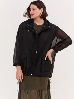 Parka in voile con cappuccio