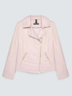 Piumino biker con chiusura asimmetrica