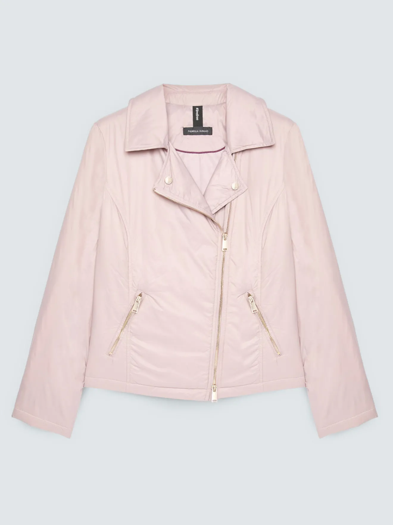 Piumino biker con chiusura asimmetrica