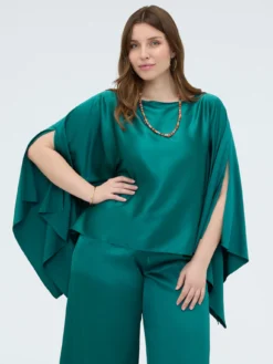 Poncho in raso design asimmetrico