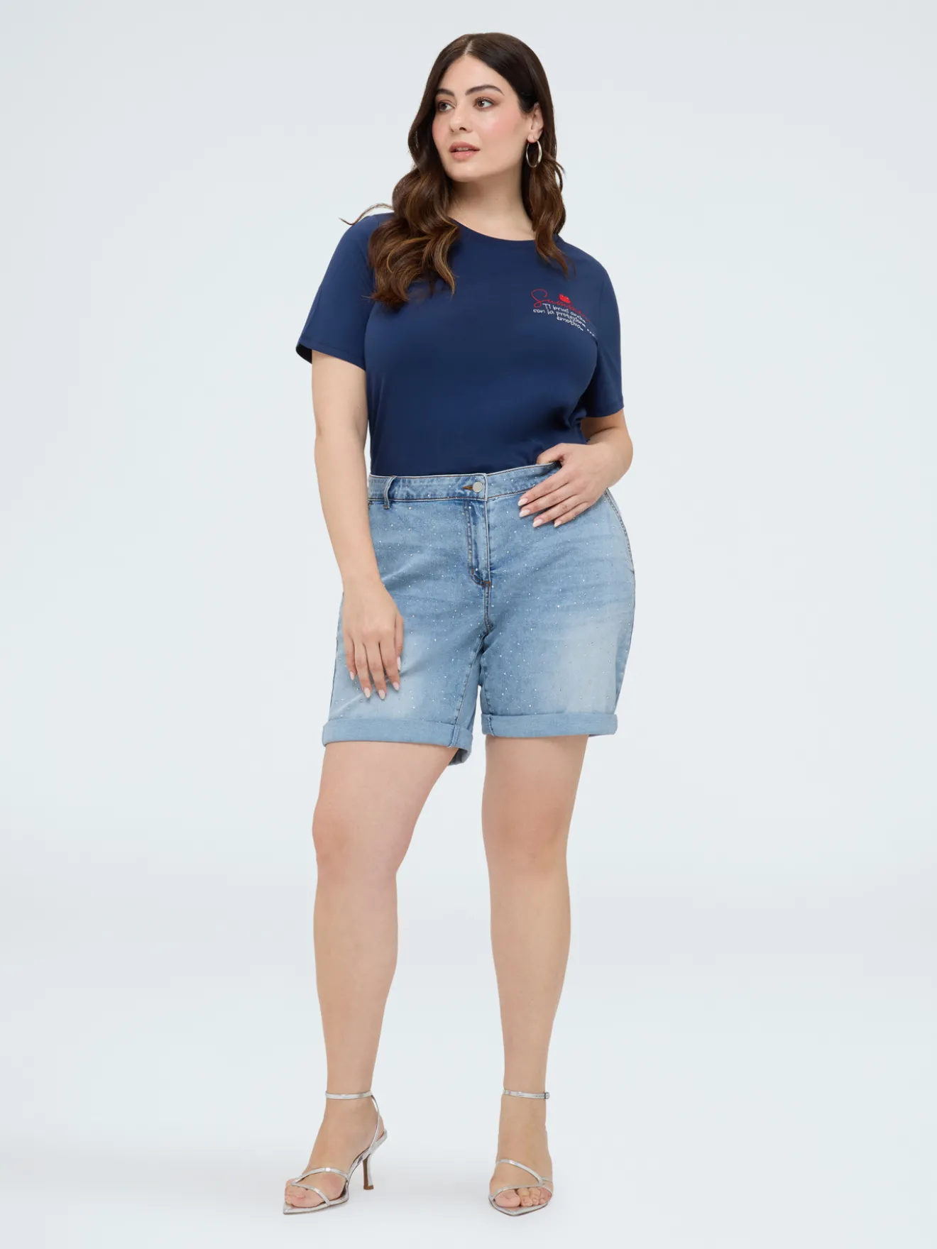 Shorts in denim con punti luce