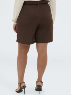 Shorts in misto lino viscosa con cintura
