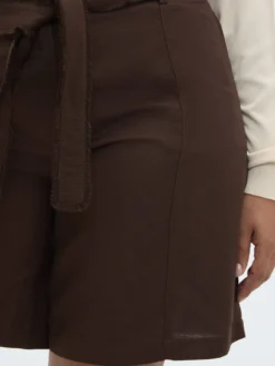 Shorts in misto lino viscosa con cintura