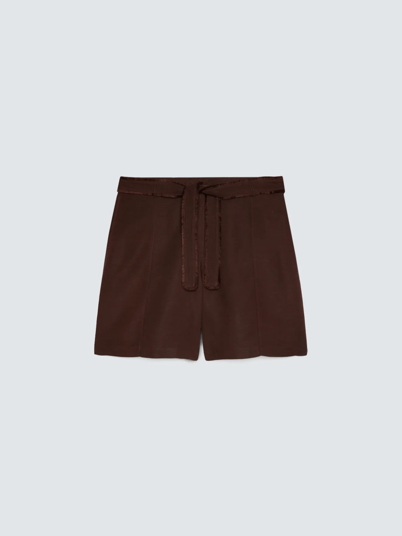 Shorts in misto lino viscosa con cintura