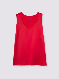 Top bimaterico con scollo a V