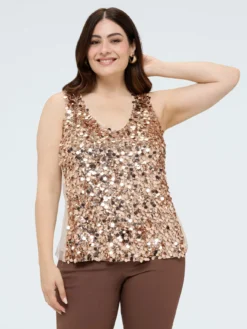 Top con paillettes e scollo a V