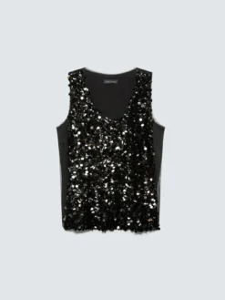 Top con paillettes e scollo a V