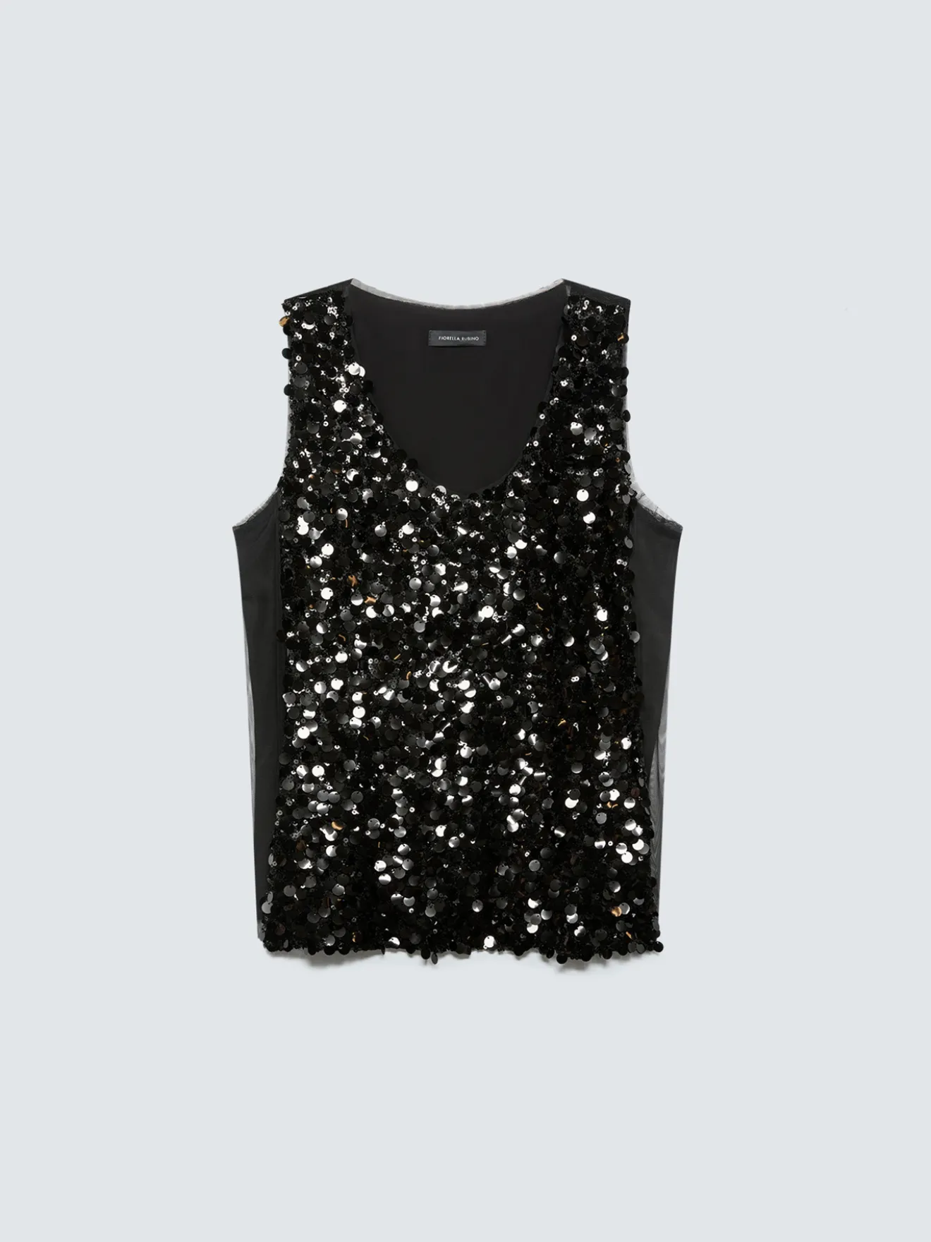 Top con paillettes e scollo a V