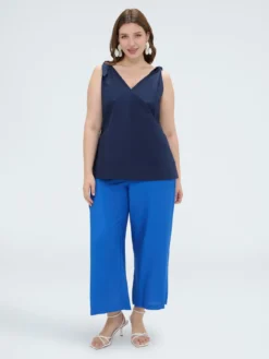 Top in cotone con nodi a fiocco sulle spalle