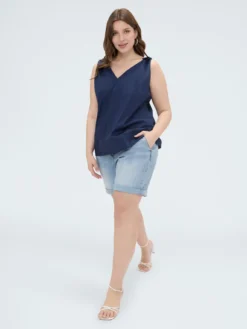 Top in cotone con nodi a fiocco sulle spalle
