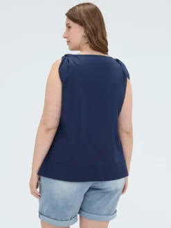 Top in cotone con nodi a fiocco sulle spalle