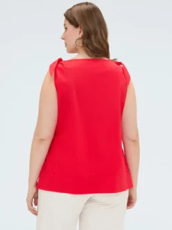 Top in cotone con nodi a fiocco sulle spalle