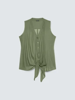 Top in cotone con nodo frontale