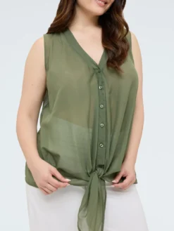 Top in cotone con nodo frontale