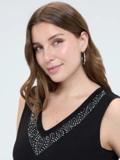Top in cotone con strass