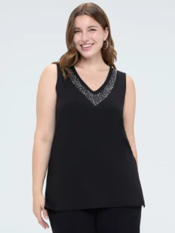 Top in cotone con strass