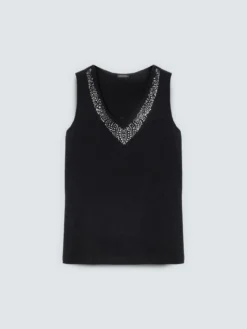 Top in cotone con strass