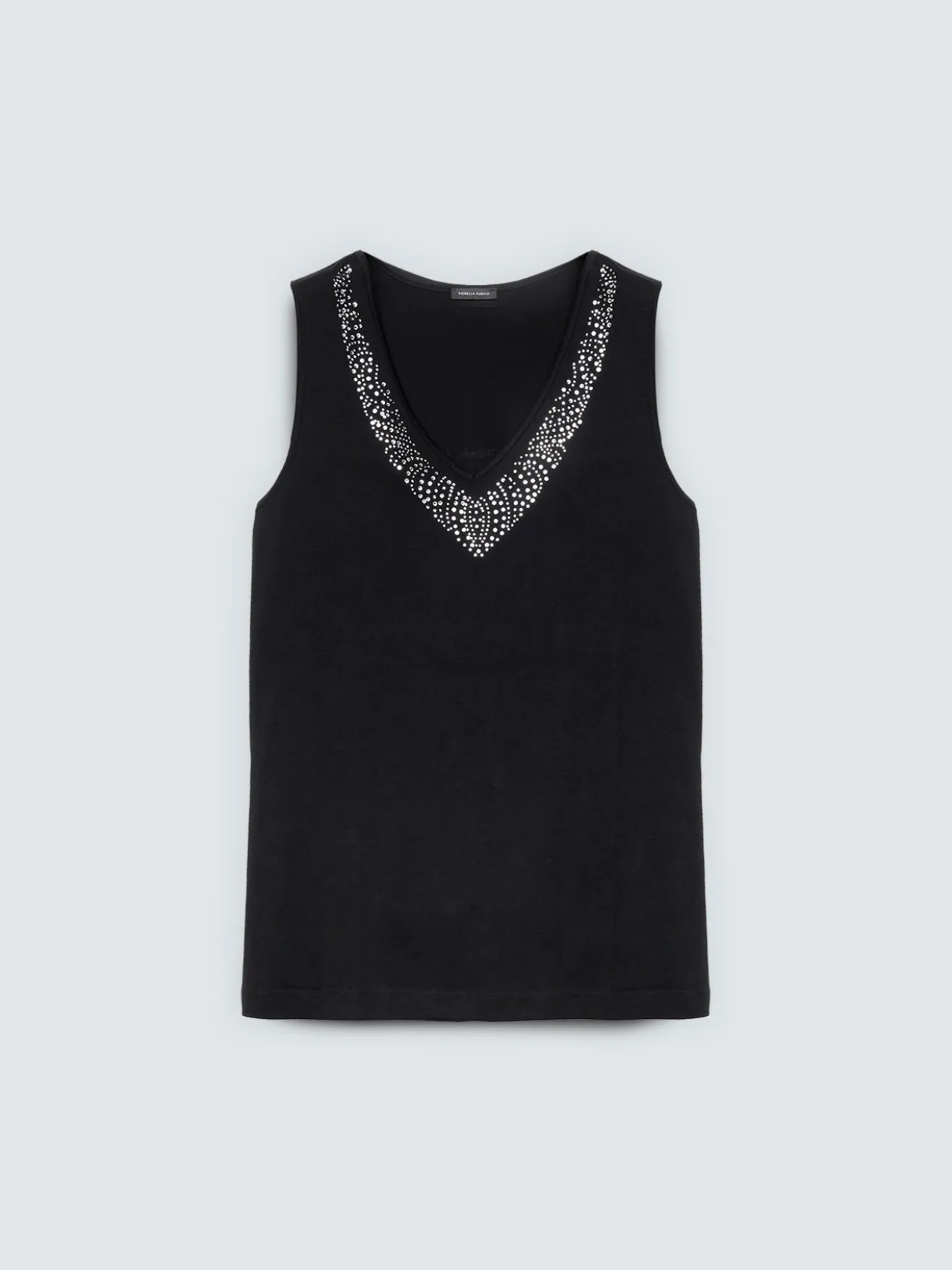 Top in cotone con strass