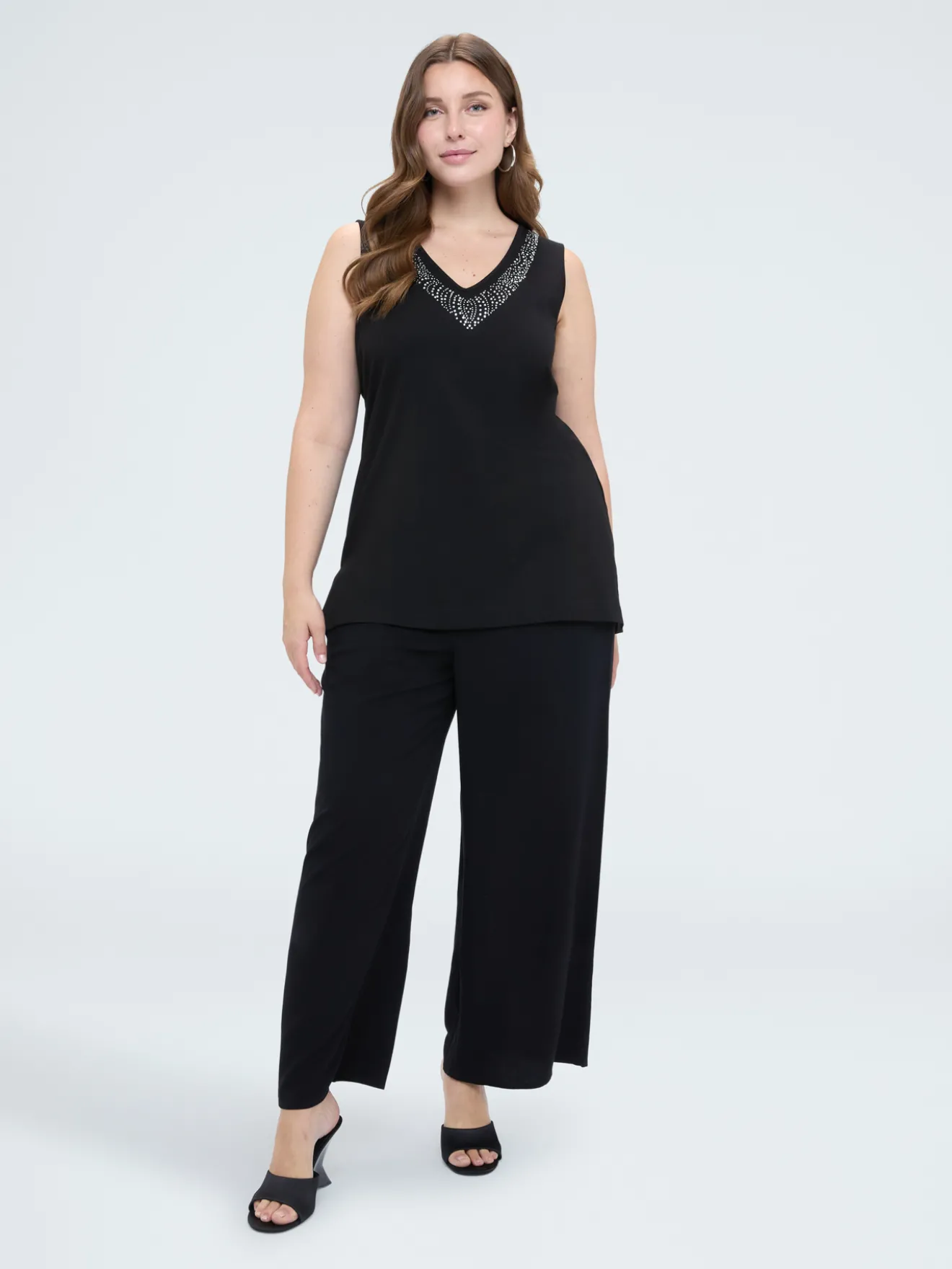 Top in cotone con strass