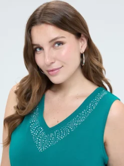 Top in cotone con strass