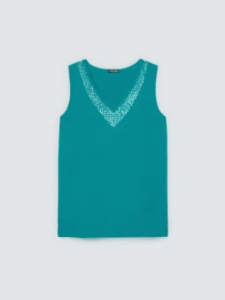 Top in cotone con strass