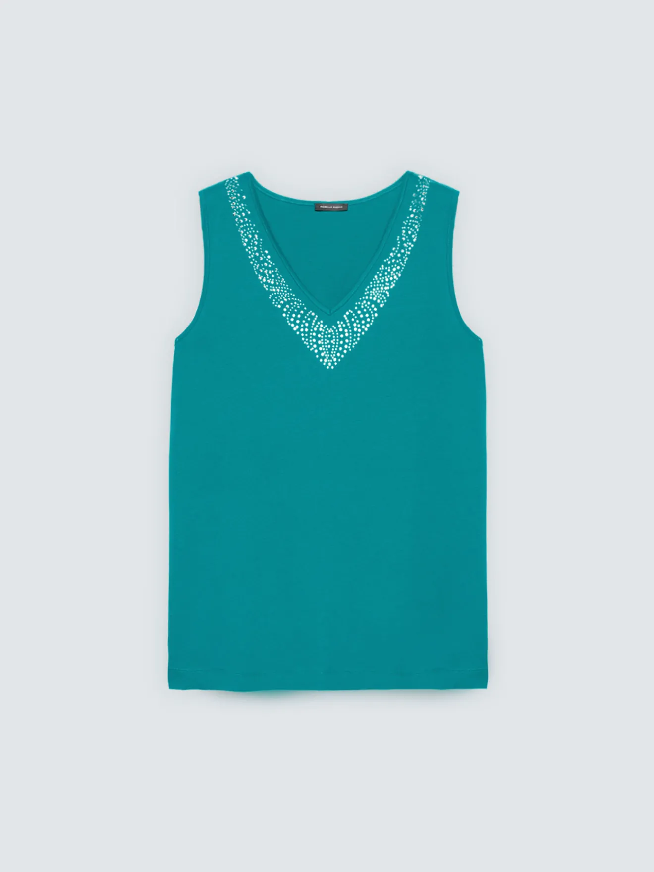 Top in cotone con strass