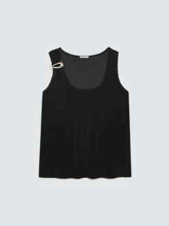 Top in jersey con applicazione gioiello