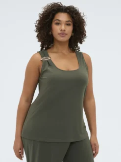 Top in jersey con applicazione gioiello