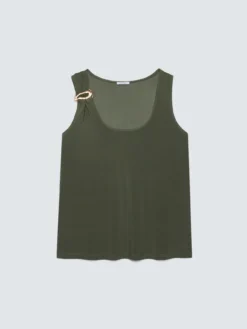 Top in jersey con applicazione gioiello