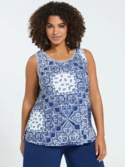 Top in jersey con stampa bandana