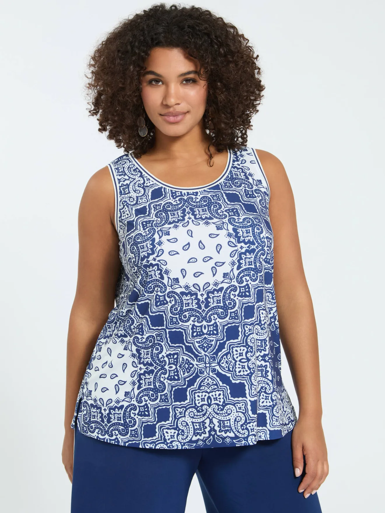 Top in jersey con stampa bandana