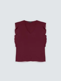 Top in mussola con volant sulle spalle