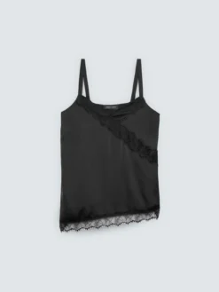 Top in raso con dettagli in pizzo