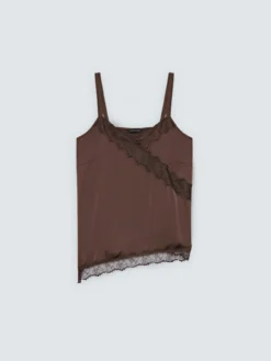 Top in raso con dettagli in pizzo