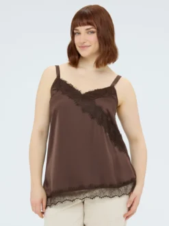 Top in raso con dettagli in pizzo