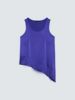 Top in raso con orlo asimmetrico
