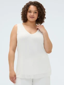 Top in tulle con scollo a V