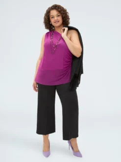 Top monospalla in tulle con drappeggio